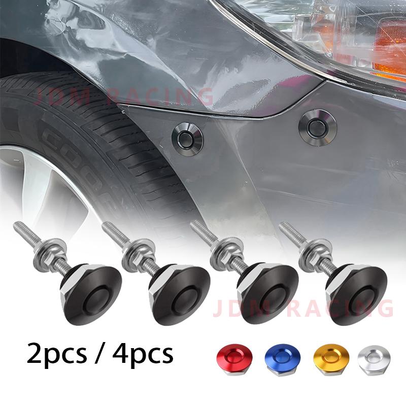2/4pcs Push Button Billet Quick Release Fasteners Latch License Plate Lock Clip Aluminum Alloy Car Hood Pins Lock Clip Kit