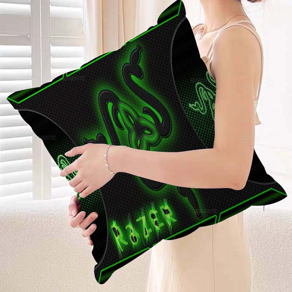Игровой логотип Razer напечатан на чехле для подушки с дизайном кленовых листьев Счастливый Осенний Урожай декор Праздничный декор Чехол для подушки