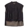 COMOS CMS Womens Asymmetrical Denim Shirt Sleeveless Cotton Linen Blend Casual Top