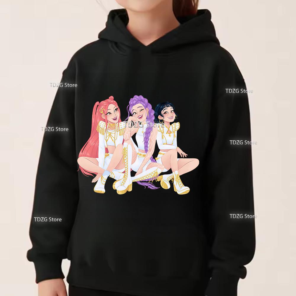 Толстовки и свитшоты Детская мода Девичья группа K-Pop Охотник на демонов Принт Повседневный Спортивный Мальчик Девочка Флис Пуловер Худи Детская одежда с длинным рукавом
