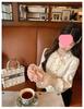 Cream Bagel French Sweet Age-Reducing Lace Ruffle Slimming Blouse - Women's Autumn Court Style Top