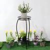 Black New Fully Disassembled Classic Two-layer Flower Stand, Black Iron Double-layer Floor Flower Stand, Balcony Plant Stand