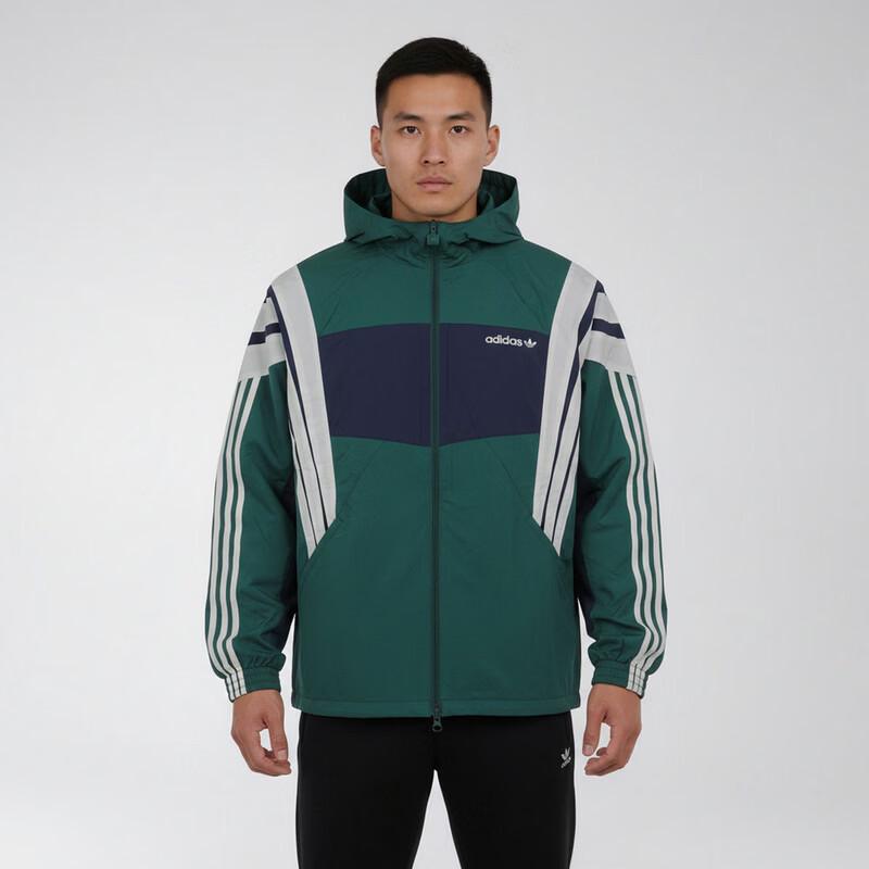adidas Мужская тканая куртка с капюшоном в стиле колор-блок