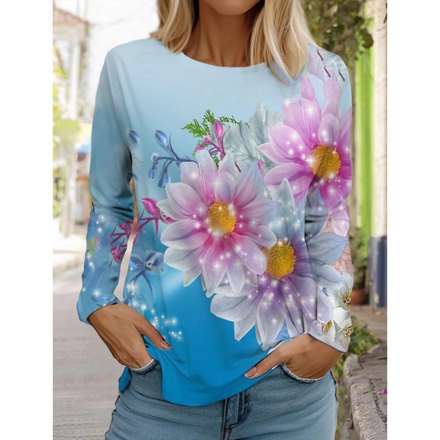 Модная женская футболка с длинным рукавом с цветочным узором, толстовка для девочек в стиле Харадзюку, одежда для взрослых с 3D-принтом в виде бабочки, женские топы, футболки