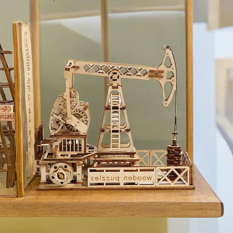 Деревянная 3D-головоломка OUZEY: Модели буровых установок для добычи нефти, Наборы для сборки своими руками, Образовательные игрушки для подростков и взрослых