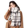 Winter Women'S Thick And Warm Mohair Black And White Checkered Scarf Shawl, Student Scarf, High-End Feeling, Windproof And Cold Proof