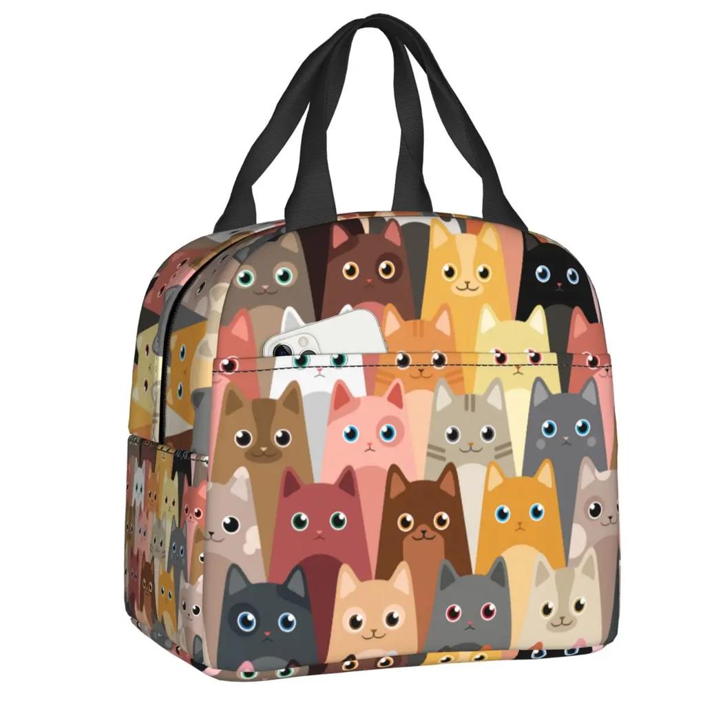 Ланч-бокс Kawai Cats для женщин, герметичный, милый, с изображением животных и котят, термосумка для еды, офисная работа