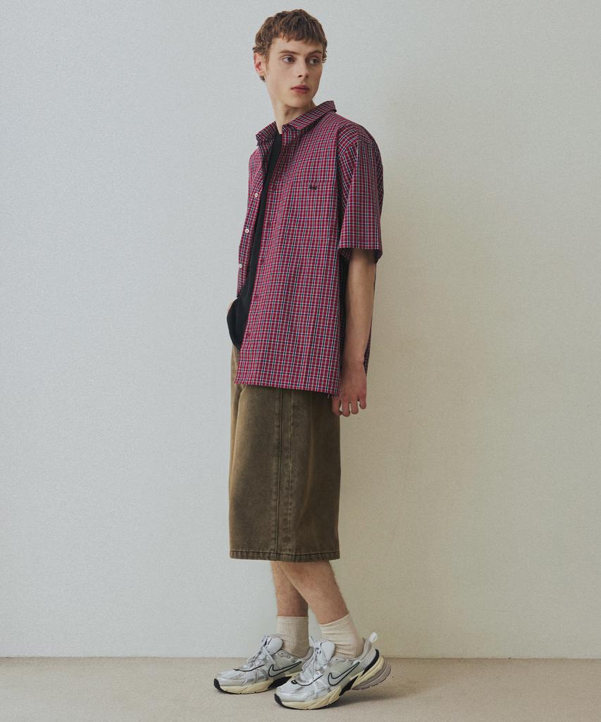 NODU Side Cut Washed Bermuda Shorts [Brown]