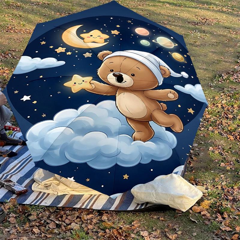 1PC Bear Cloud Umbrella-8-Rib Reinforced, Automatic Open, Lightweight & Durable, Fashion Accessory for Outdoor, J0395