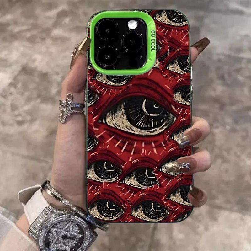 Мягкий чехол для телефона с жутким рисунком красных глаз для iPhone 16 15 14 12 11 13 Pro Max 14Plus 12 13 Mini 7 8 Plus X XS Max XR, задняя крышка