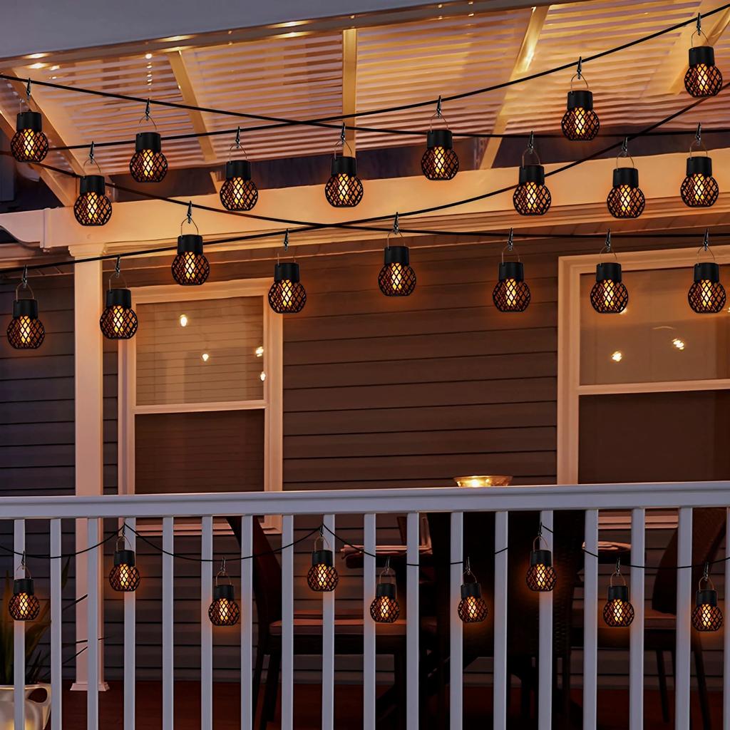 1-4PCSLED уличный эффект пламени подвесной фонарь водонепроницаемый садовый декоративный светильник солнечный сказочный светильник для патио сада двора