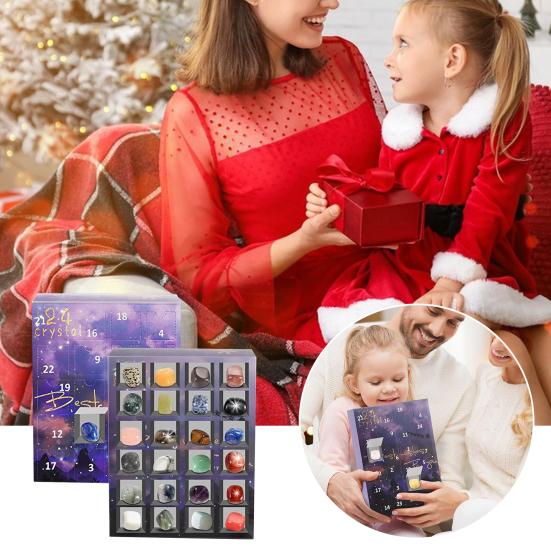 Gemstone Christmas Advent Calendar 24 Days Christmas Stone Countdown Calendar Christmas Countdown Rock