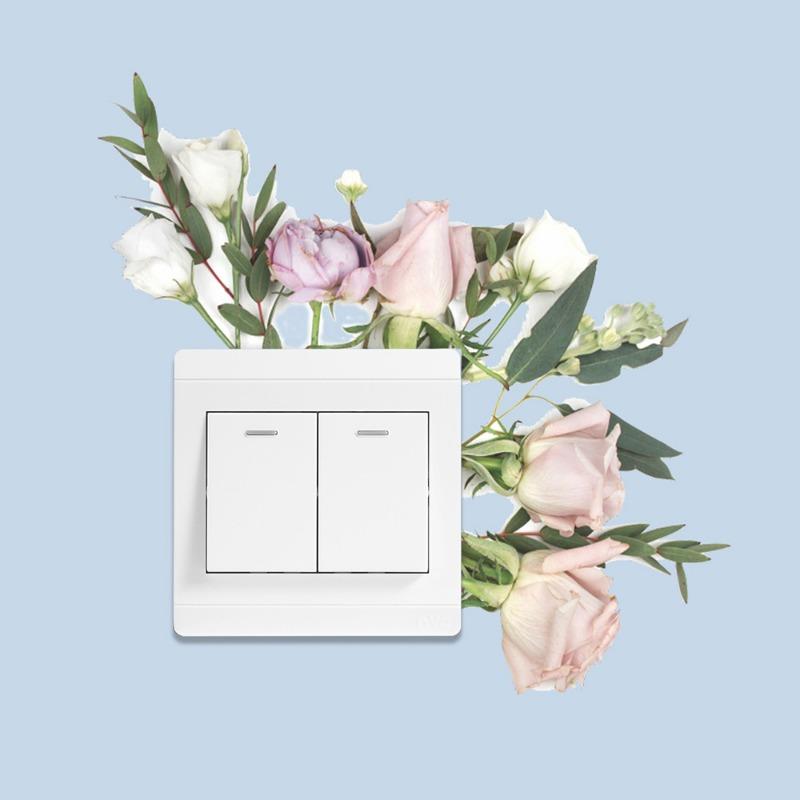 Kg189 Painted Green Plants Flowers Bedroom Living Room Entrance Hall Switch Stickers for Home Beautification