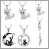 Cute Rhinestone Cat Necklace for Ladies - Fresh Alloy Style