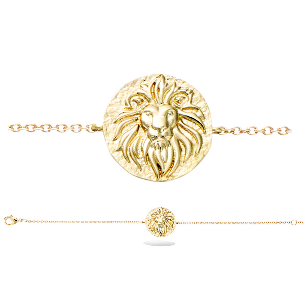 Les Trésors De Lily [R3432] - Gold Plated 'Lion' Bracelet - 17 Mm