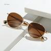 Овальные Солнцезащитные очки с маленькой оправой Женские Для мужчин Винтажные Солнцезащитные очки Дизайнерские Роскошный бренд Панк Популярные Металлические оттенки УФ400