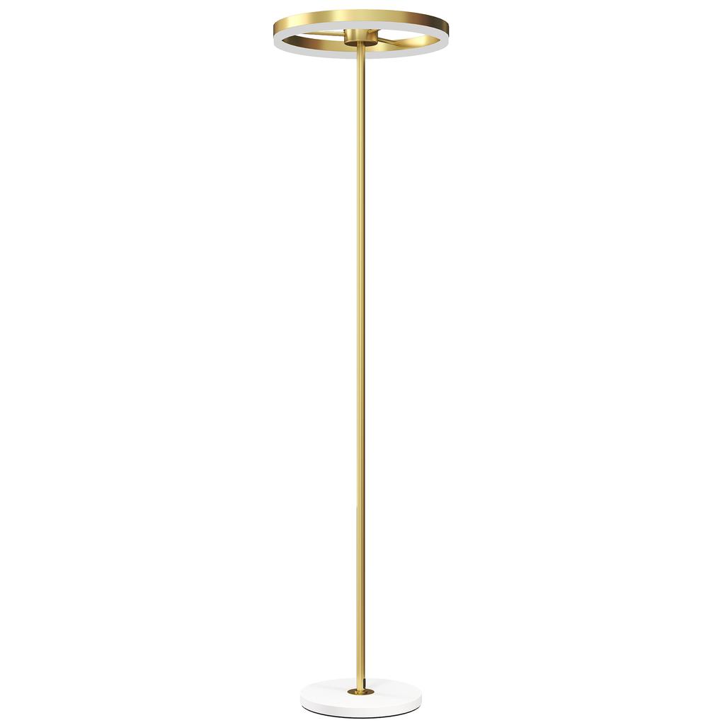 Floor Lamp, Foot Switch, Metal Structure, Acrylic Shade, 4000K, Dimmable, Gold-Colored