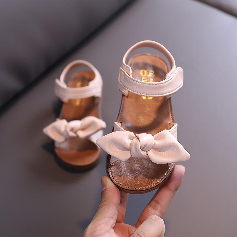 Summer Korean Style Bowknot Girls' Sandals, Princess Shoes, Anti-Slip Soft Sole Baby Shoes.