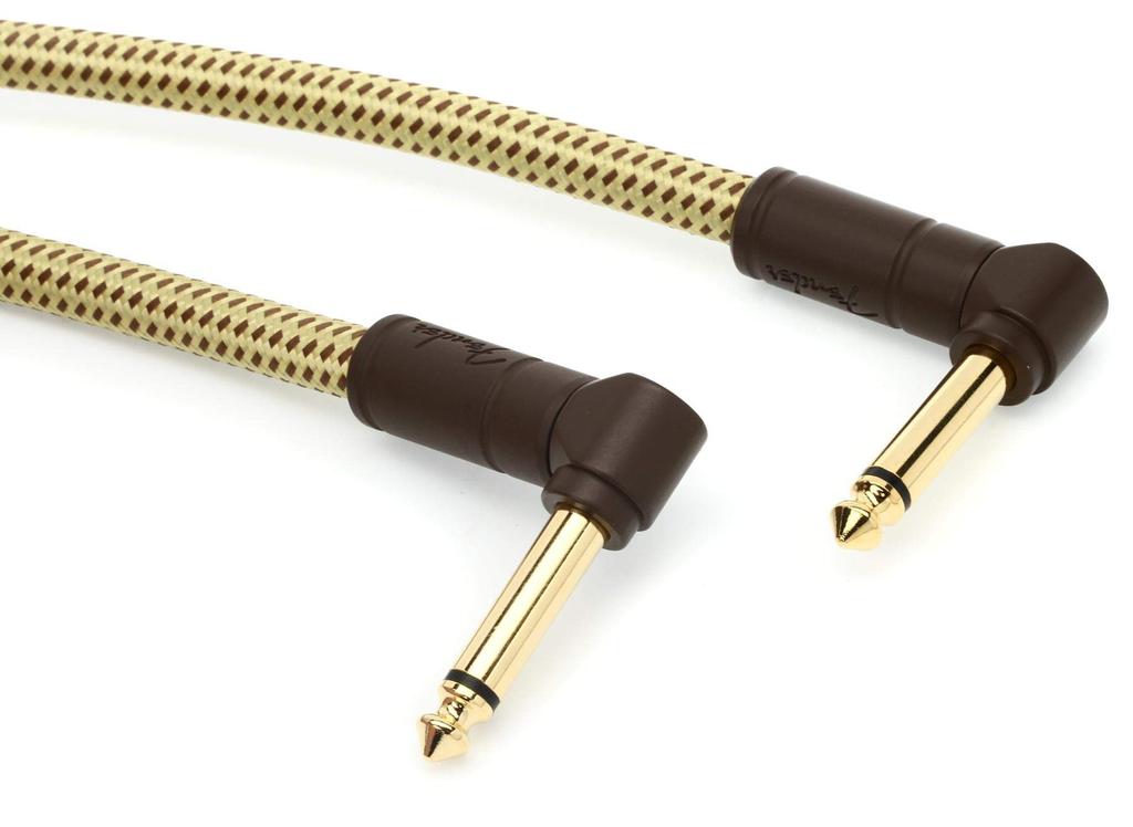 Fender Экранированные кабели Серии Deluxe Инструментальные кабели Твид 08 (2-Pack), Угол/Угол, 6",
