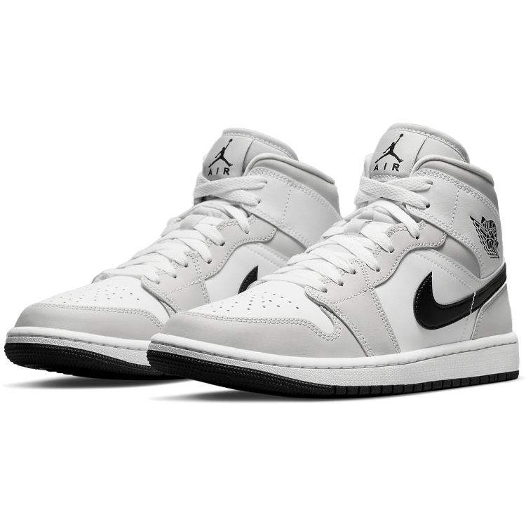 Air Jordan 1 Mid Grey Fog Женские кроссовки Белый Светло-Дымчато-Серый Черный BQ6472-015