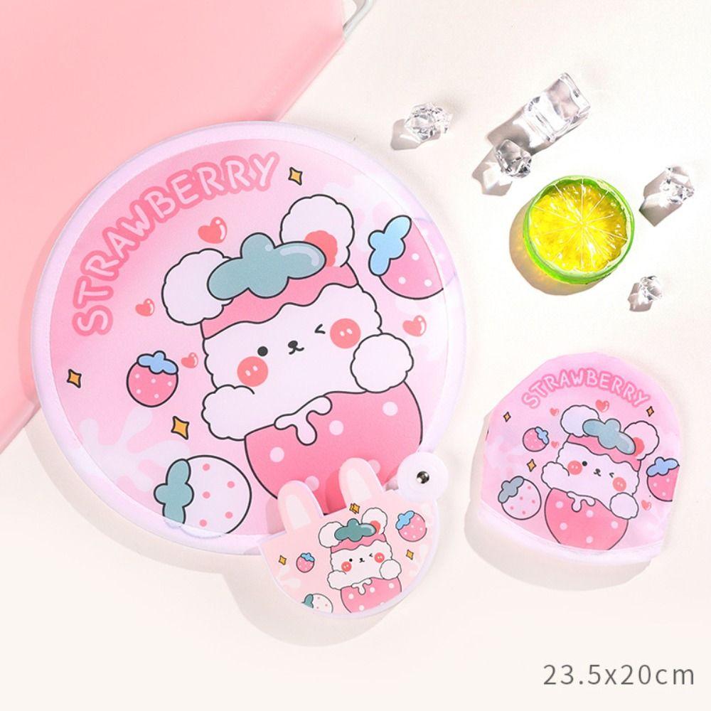 Cloth Hand Held Fan Cartoon Round Fan Portable Folding Group Fan