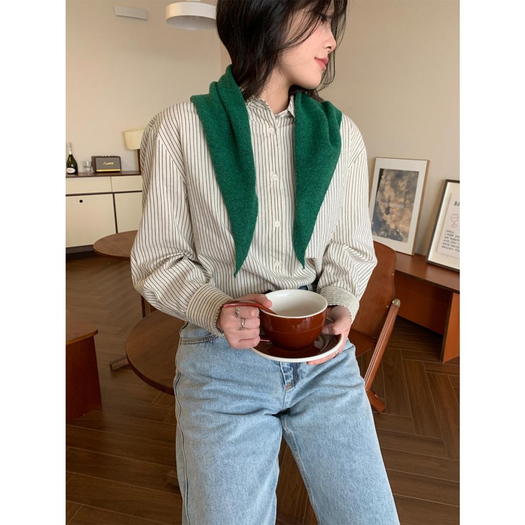 Шерстяной Темперамент, Треугольный Шарф против старения, Вязаная Маленькая Шаль для Женщин на Осень и Зиму, Универсальная Корейская Версия, Завязывается и Носится на Плечах