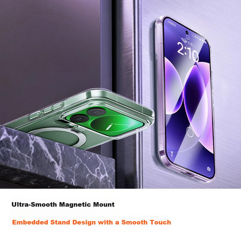 Torras New Magnetic Stand Q1 Pivot Case for Xiaomi 17 Pro Ultra-Thin Transparent Anti-Yellowing Shockproof Cooling Phone Case