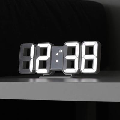Mooas 3D Мини-часы со светодиодной подсветкой, Белые, Многофункциональные светодиодные часы (Календарь, будильник, температура)