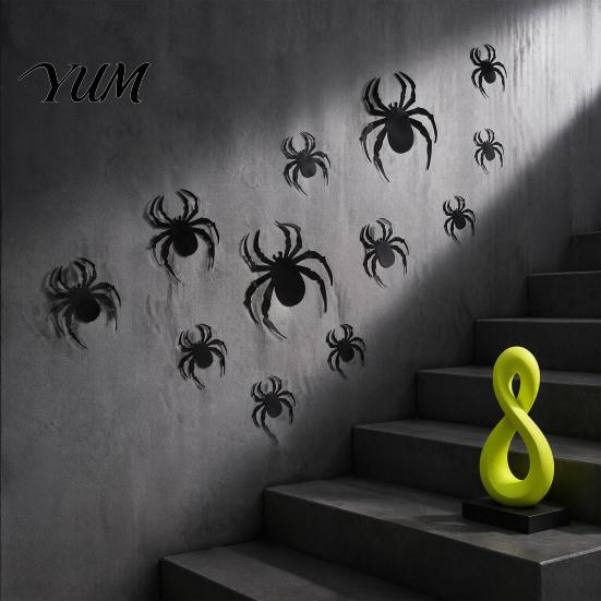 Spooky Hanging Bat Ornaments 3D Bats Wall Decor, Halloween Black Stickers, Waterproof Tree Scary Plastic DIY Room Decal for Indoor Party Supplies