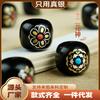 lobular red sandalwood inlaid with twelve flower god loose beads, black sandalwood old bead bracelet with pearl lotus pendant accessories