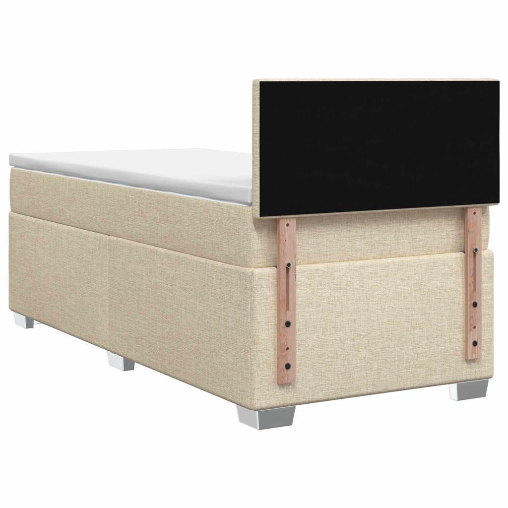 Box Spring Bed with Mattress and LED Cream 80 x 200 cm Fabric