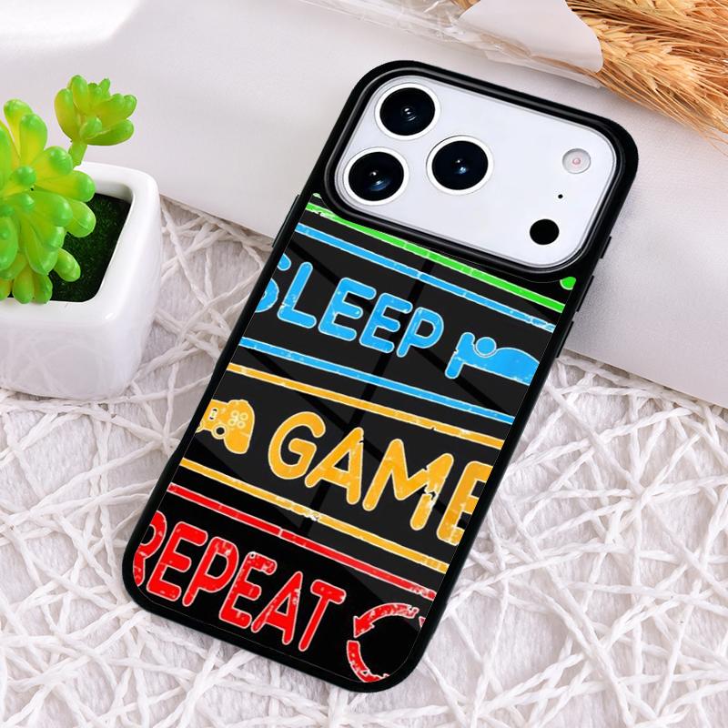 Eat Sleep Game Repeat Gamer Phone Case for iPhone 17 Air 16 15 11 12 14 13 Pro Max Shockproof Cover