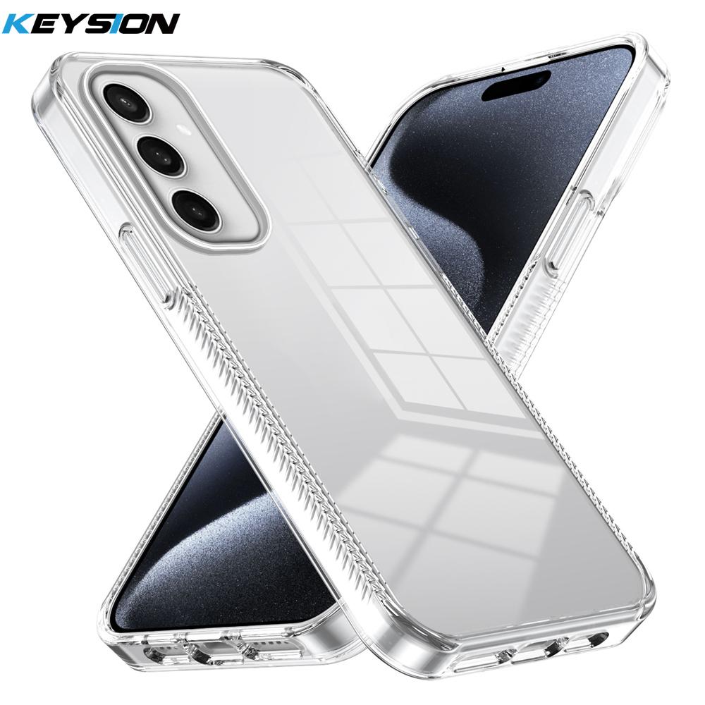 KEYSION Прозрачный чехол для Samsung S24 Ultra 5G S23 FE ТПУ+ПК Противоскользящий Прозрачный Ударопрочный Чехол для телефона для Galaxy S23 S22 Ultra