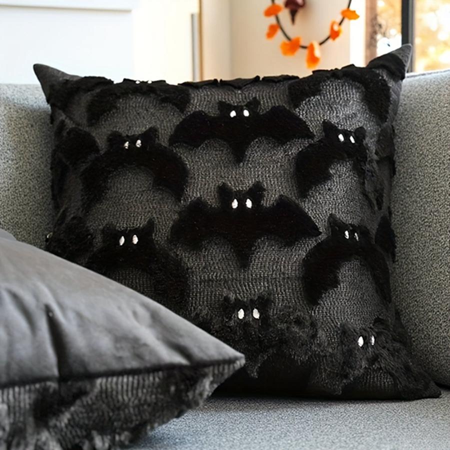 3D Bat Pillow Cover Halloween Decoration Cute Black Bat Theme for Party Suitable for Rooms Porch Benches