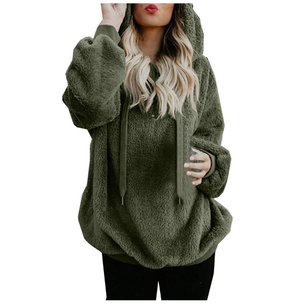 Женская мода сплошной цвет с капюшоном в стиле пэчворк с длинным рукавом на молнии плюшевая толстовка
