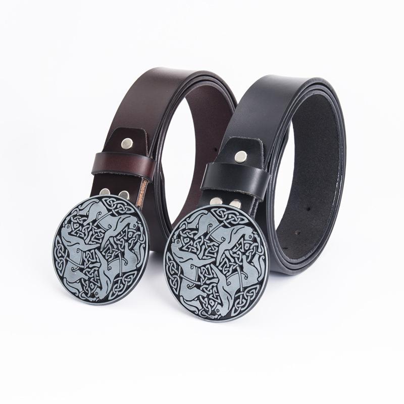 Пряжка для ремня Celtic Personality, устойчивая к царапинам, пряжка из сплава, цельный винтажный ремень из коровьей кожи для джинсов