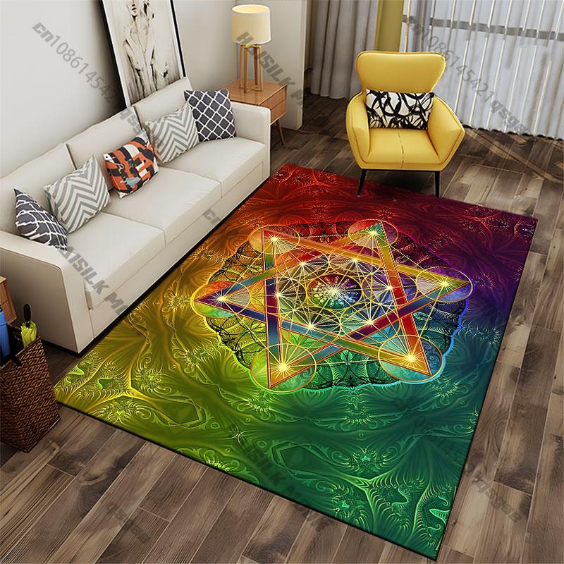 Spiritual geometry vibrant energy carpet Yoga living room room decor children's crawling mat doormat area rug games mat