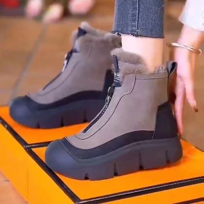 Новые стильные теплые хлопковые сапоги средней высоты из бархата, универсальные зимние ботинки на платформе, высокие зимние сапоги, модные длинные сапоги с мягкой подошвой