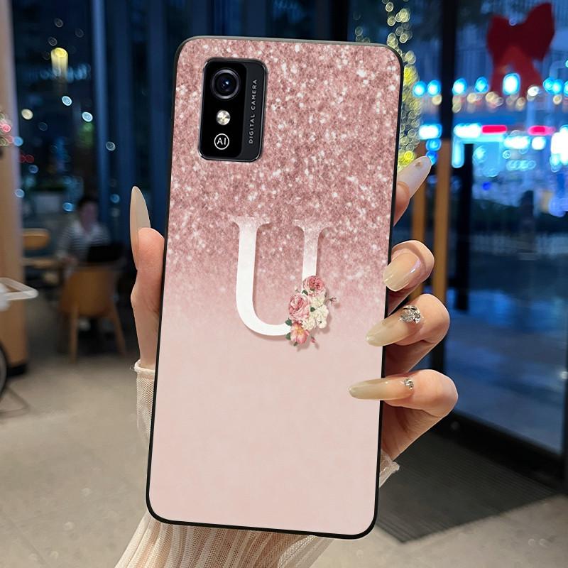 Anti-scratch Case For ZTE Blade L9 Silicone Black Soft Initial Letter With Flower Shiny Starry Sky Pattern Protective Back Case