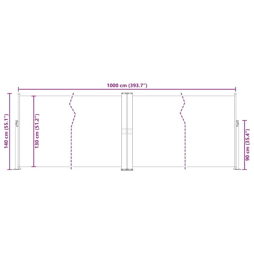 Retractable Side Awning Cream 140 x 1000 cm
