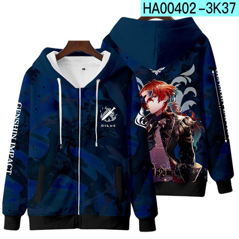 Genshin Impact Косплэй костюм Mona Kaeya Klee Diluc Venti Paimon Zhongli Keqing Ganyu унисекс 3D одежда на молнии с капюшоном