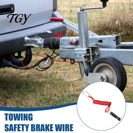 Heavy Duty Towing Cable 4FT/6FT Trailer Boat Breakaway Cable, 4mm Spring Brake Disconnect Wire with Nylon Replacement 1.2m 1.8m Pin, 12V Direct