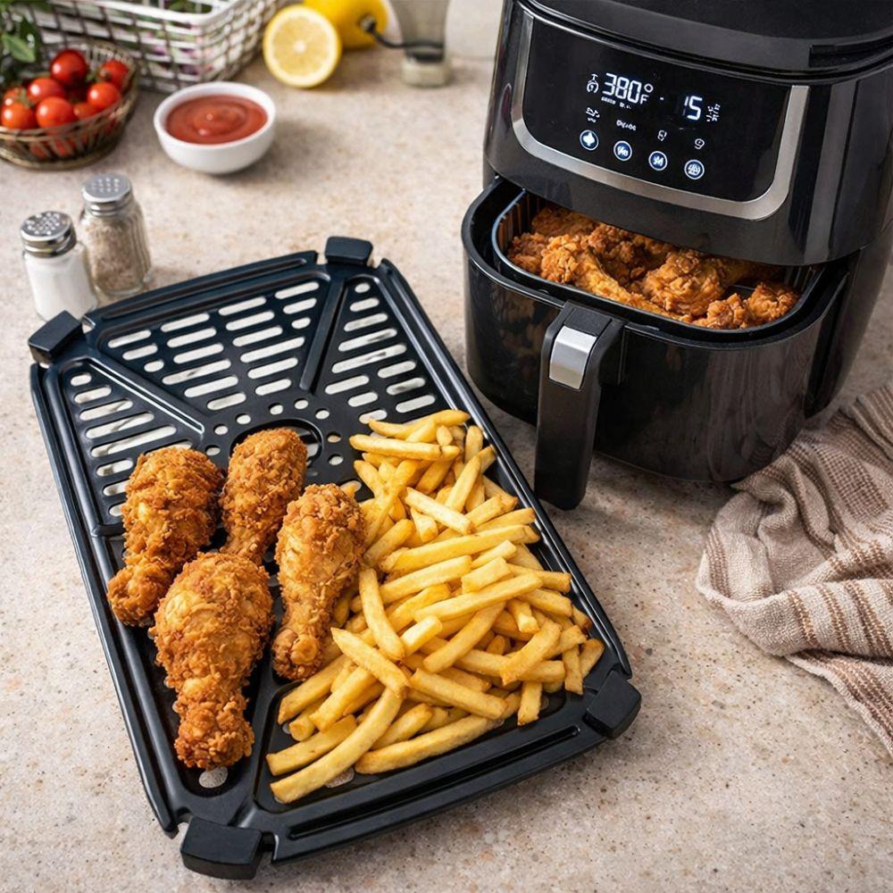 Квадратная решетка-гриль для аэрофритюрницы, антипригарный противень для аэрофритюрницы, вкладыш для аэрофритюрницы, аэрофритюрница с двумя корзинами