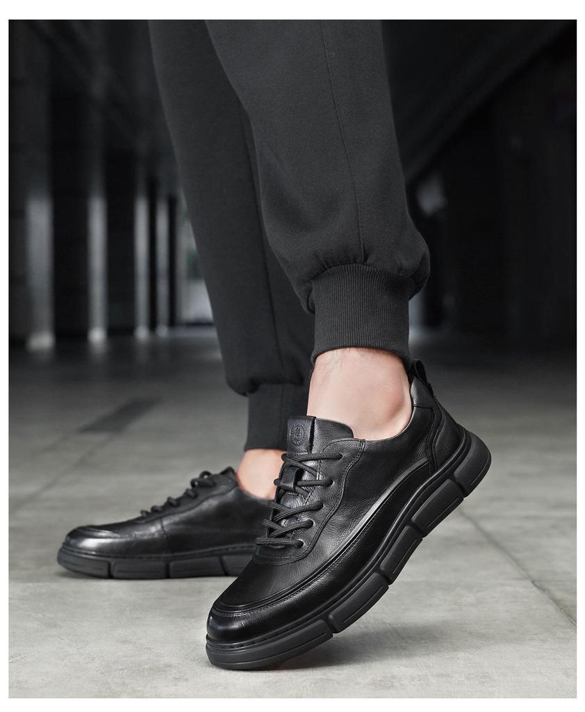 2025 Новые мужские высокие спортивные повседневные кожаные туфли на шнуровке