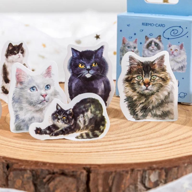 46 шт. Милые кошки Декоративные наклейки для дневника в коробке Kawaii Питомцы Скрапбукинг Этикетка Дневник Альбом Планировщик Канцелярские товары для студентов