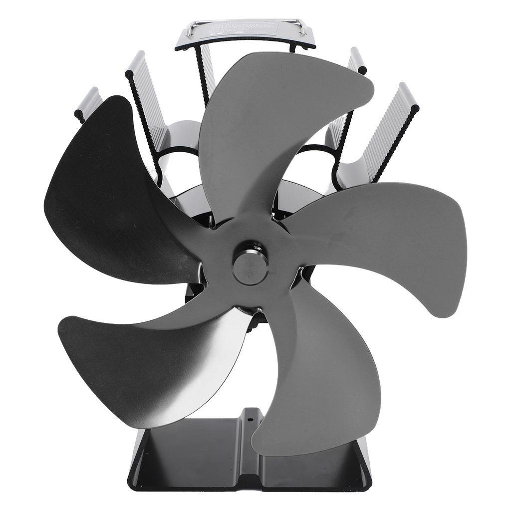 Вентилятор для дровяной печи с 5 лопастями, вертикальный вентилятор для камина с трапециевидным основанием, работающий на тепле, с циркуляцией тепла