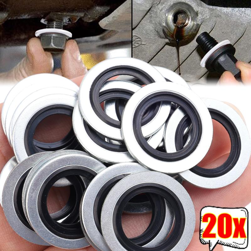 20/10PCS Car Oil Pan Drain Gasket Kit Drainage Bolt Pad Rubber Oil Drain Plug Gasket Replaceable Washer Seal Set M16