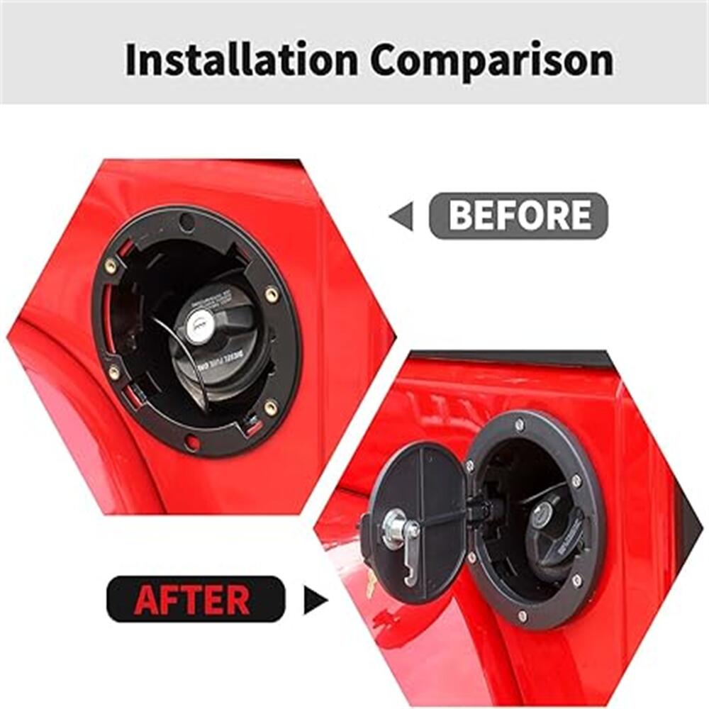 Black Aluminum ABS Fuel Filler Door Cover with Lock Gas Tank Cap for Jeep Wrangler JK 2007-2017 2018 Car Decoration Accessories