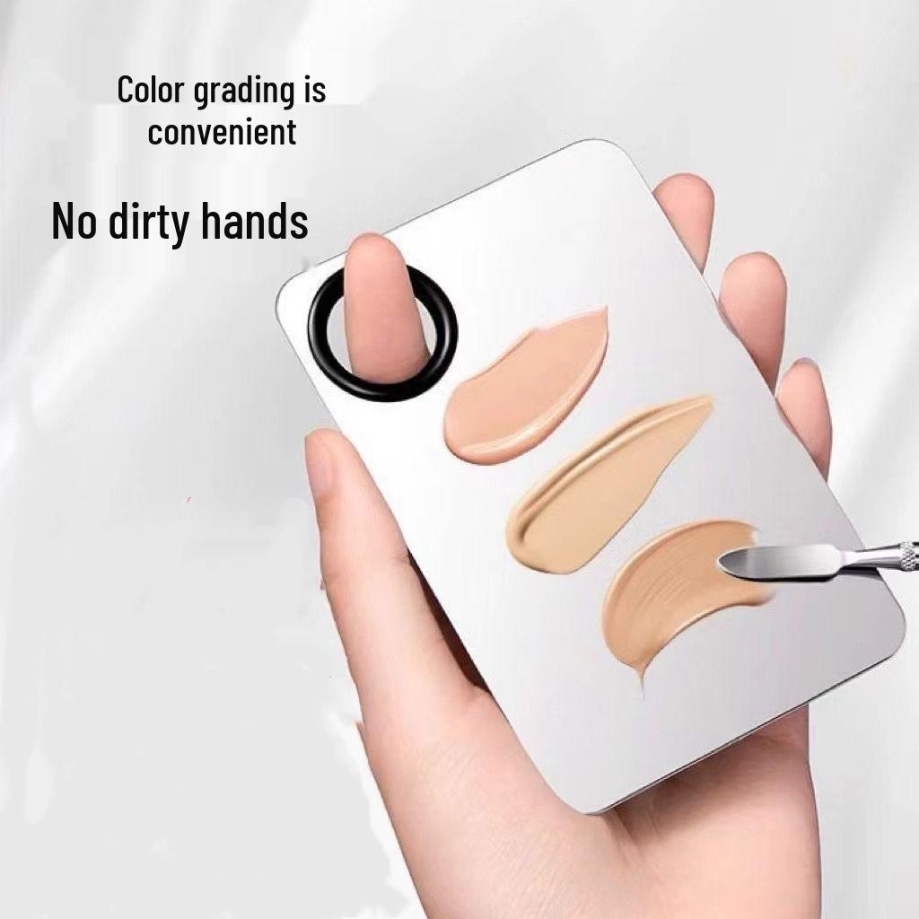 Набор палитра для смешивания макияжа из нержавеющей стали и шпатель – кольцо для тональной основы/консилера.