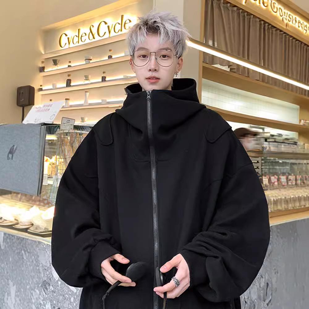 Мужская белая толстовка-кардиган, весна/осень 2024 г., свободная куртка-толстовка с капюшоном в американском стиле